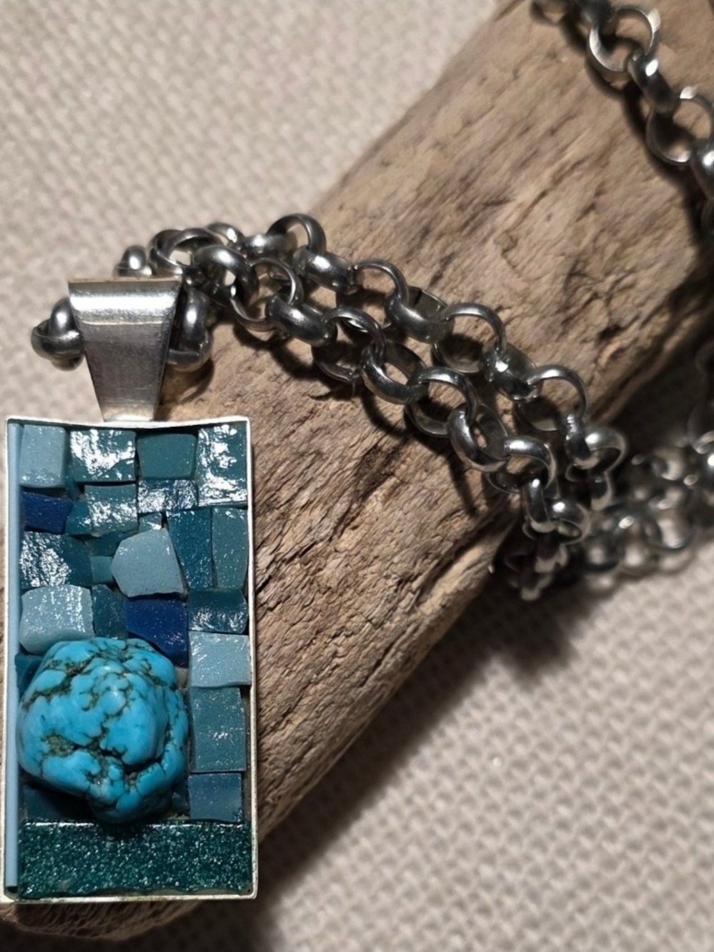 Artisan Turquoise Mosiac Necklace
